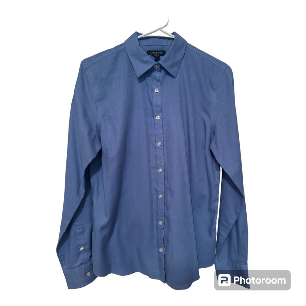 Lands End Blue Shirt Button Down Womens Size 10 Business Career EUC